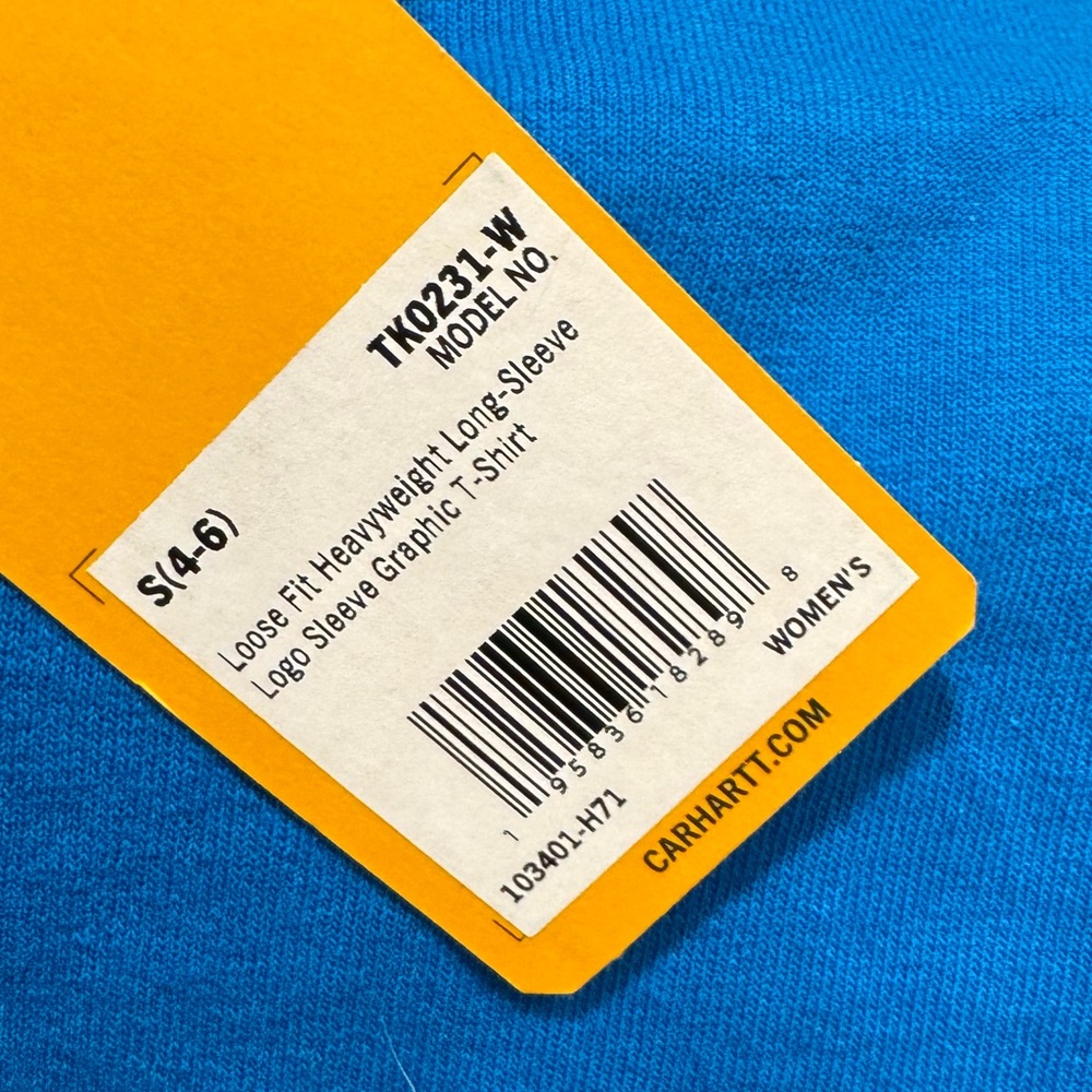 CARHARTT Long Sleeve Heavyweight Loose Fit Logo Sleeve Graphic T-Shirt NWT Small - Picture 7 of 8